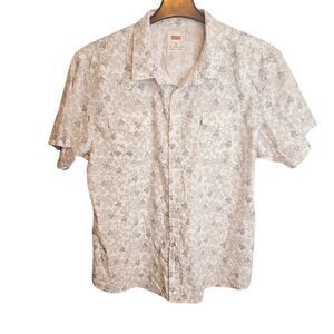 Levi's Strauss & Co. Floral Button Up Shirt White Beige Summer‎ XXL 2XL Western